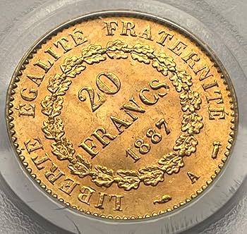幸福な資産★1875年 フランス 20f 金貨 エンジェル PCGS MS64+ フランス 1876A 20フラン エンジェル エンゼル 金貨 NGC MS64